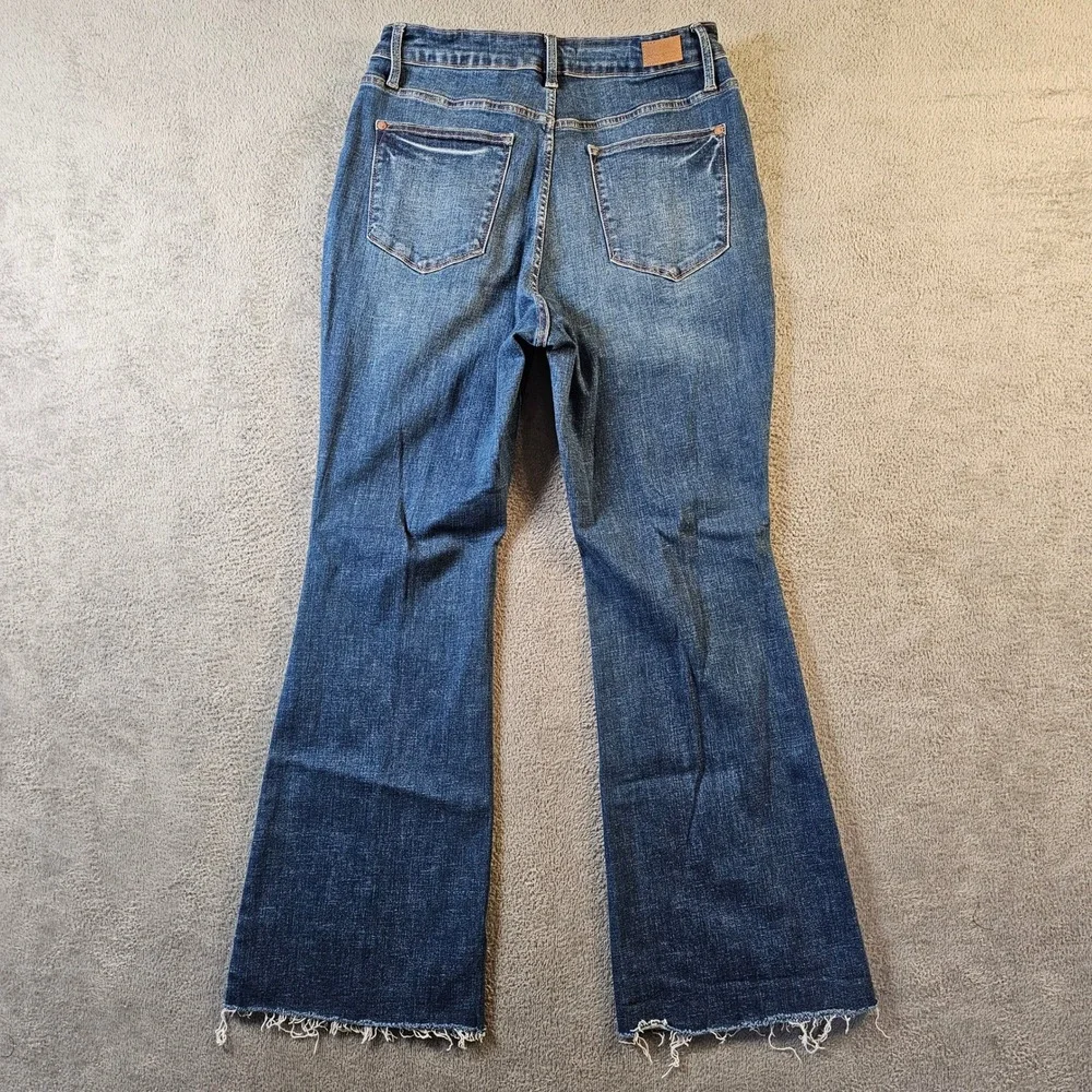 Judy Blue Control Top Flare Jeans 16W Medium Wash Raw Hem High‎ Rise - Picture 2 of 9